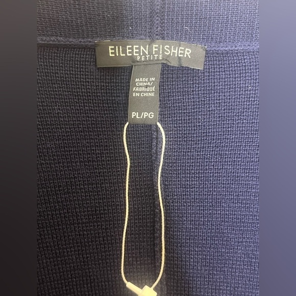 EILEEN FISHER Navy Petite Shawl Collar Sweater - Picture 3 of 4